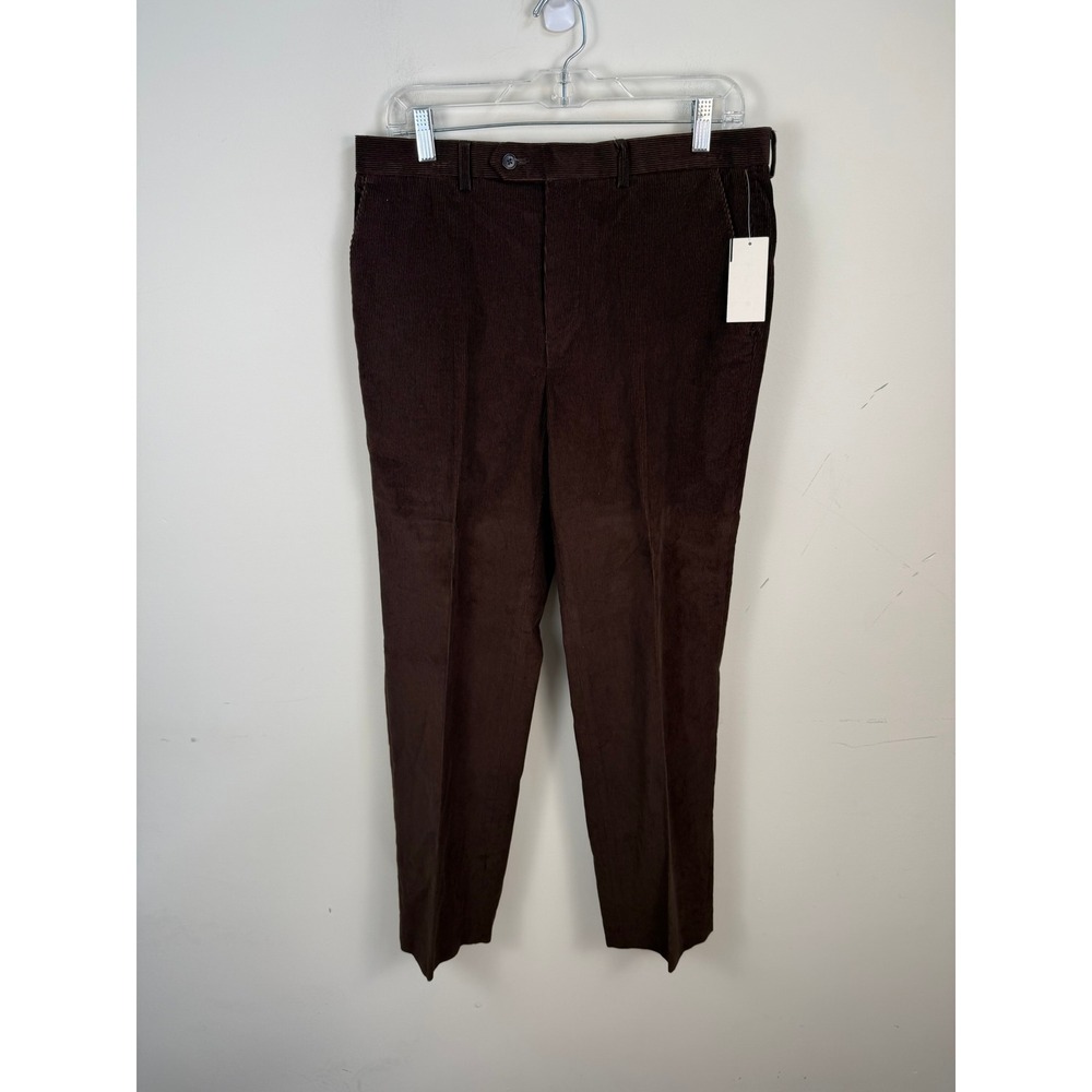 Lauren Ralph Lauren Dewhurst Mens Corduroy Pants Dark Brown 33x32 Flat Front NEW
